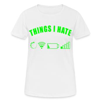 CHOSES QUE JE DÉTESTE BATTERIE RÉSEAU INTERNET NUMÉRIQUE CADEAU - T-shirt respirant Femme - blanc - Devant - AI Model Female 172 dark (172cm)