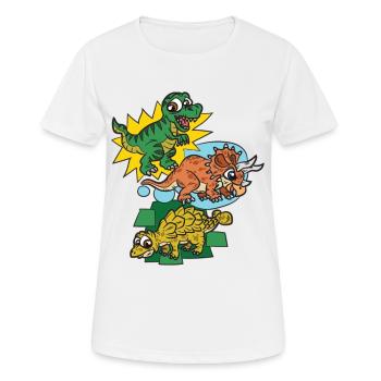 Lustige Dinosaurier Für Kinder Cartoon Comic - Frauen T-Shirt atmungsaktiv - Weiß - Vorne - AI Model Female 172 dark (172cm)