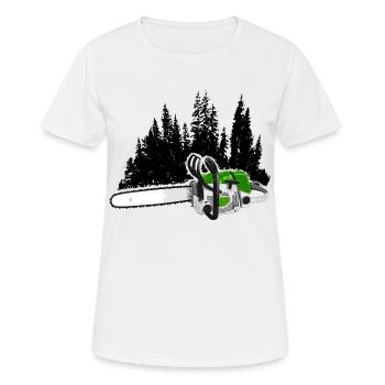 Dein Forstbetrieb - Motorsäge & Wald (Grün) - Frauen T-Shirt atmungsaktiv - Weiß - Vorne - AI Model Female 172 dark (172cm)