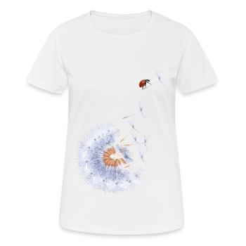 Marienkäfer auf Löwenzahnsamen - Frauen T-Shirt atmungsaktiv - Weiß - Vorne - AI Model Female 172 dark (172cm)