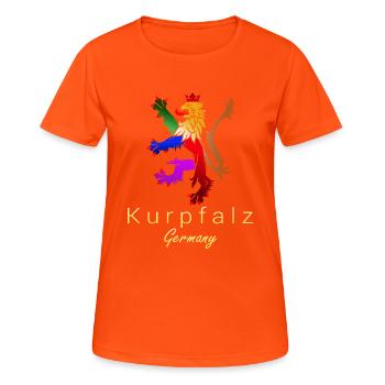 Kurpfalz Lion Heidelberg Allemagne - Cadeau - T-shirt respirant Femme - orange néon - Devant - AI Model Female 172 dark (172cm)