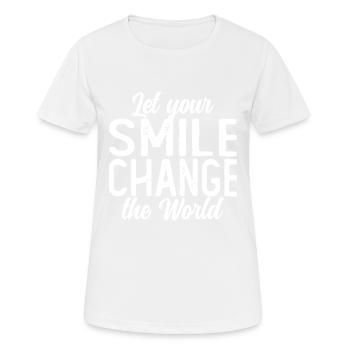 Let your smile change the world block colored - Women's Breathable T-Shirt - white - Front - AI Model Female 172 dark (172cm)