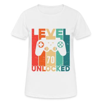 Level 70 freigeschaltet - Frauen T-Shirt atmungsaktiv - Weiß - Vorne - AI Model Female 172 dark (172cm)