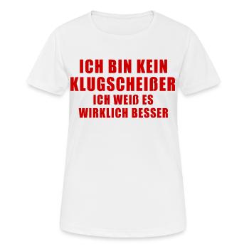KEIN KLUGSCHEIßER Geschenk Besserwisser Brain Büro - Frauen T-Shirt atmungsaktiv - Weiß - Vorne - AI Model Female 172 dark (172cm)