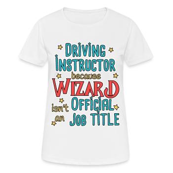 Instructeur de conduite Wizard Auto-école - T-shirt respirant Femme - blanc - Devant - AI Model Female 172 dark (172cm)