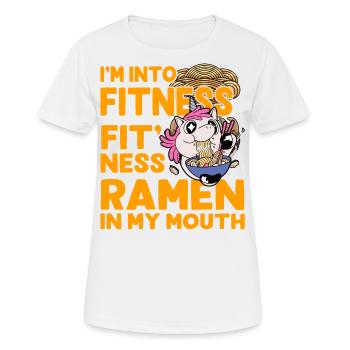 Je suis dans Fitness fit fit ramen dans ma bouche - T-shirt respirant Femme - blanc - Devant - AI Model Female 172 dark (172cm)