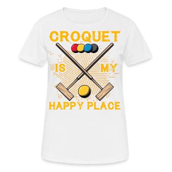 Croquet is my Happy Place - Frauen T-Shirt atmungsaktiv - Weiß - Vorne - AI Model Female 172 dark (172cm)