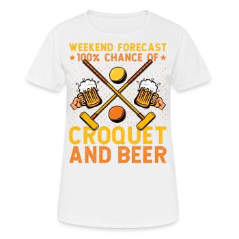 Weekend forecast 100% Chance Croquet and Beer - Frauen T-Shirt atmungsaktiv - Weiß - Vorne - AI Model Female 172 dark (172cm)