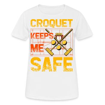 Croquet keeps me safe - Frauen T-Shirt atmungsaktiv - Weiß - Vorne - AI Model Female 172 dark (172cm)