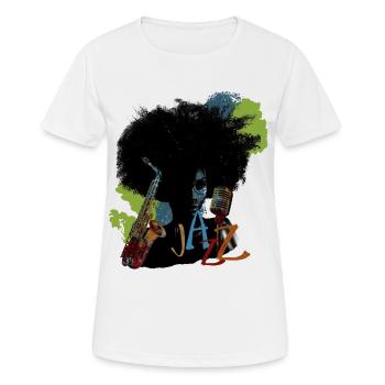 Jazz - Frauen T-Shirt atmungsaktiv - Weiß - Vorne - AI Model Female 172 dark (172cm)