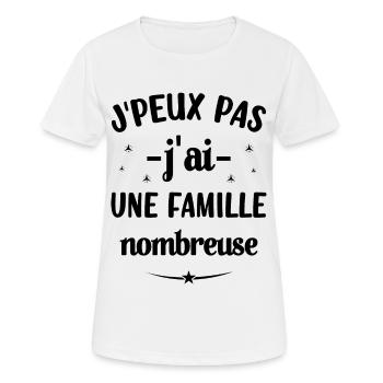 J'peux pas j'ai une famille nombreuse - T-shirt respirant Femme - blanc - Devant - AI Model Female 172 dark (172cm)