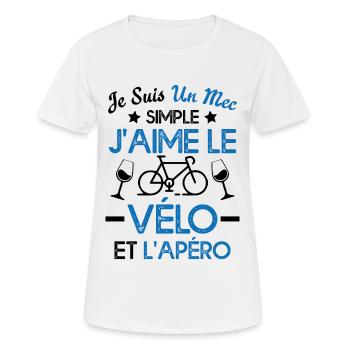 Je suis un mec simple j'aime le vélo et l'apéro - T-shirt respirant Femme - blanc - Devant - AI Model Female 172 dark (172cm)