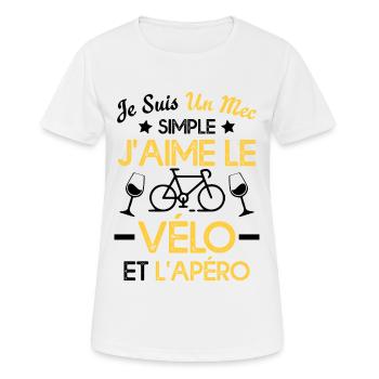 Je suis un mec simple j'aime le vélo et l'apéro - T-shirt respirant Femme - blanc - Devant - AI Model Female 172 dark (172cm)