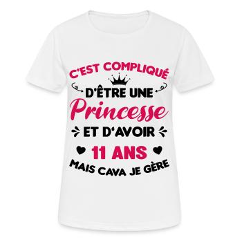 Princesse 11 Ans Anniversaire Idée Cadeau Licorne - T-shirt respirant Femme - blanc - Devant - AI Model Female 172 dark (172cm)