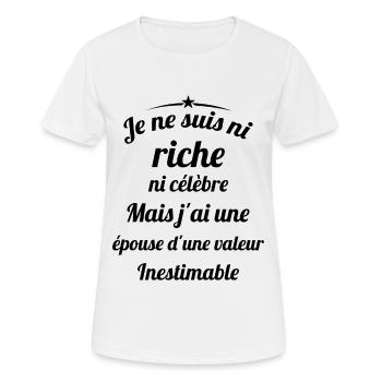 Je ne Suis Ni Riche Ni Célèbre Humour - T-shirt respirant Femme - blanc - Devant - AI Model Female 172 dark (172cm)
