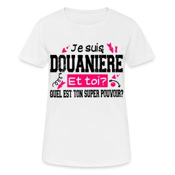 Douanière Douanier Douane Métier Frontière Police - T-shirt respirant Femme - blanc - Devant - AI Model Female 172 dark (172cm)
