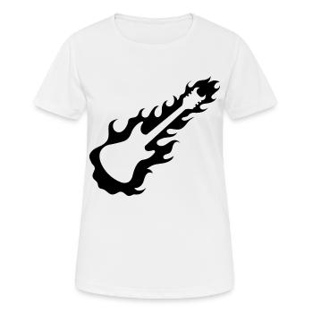 Guitar - Guitar / Rock - Fire - Women's Breathable T-Shirt - white - Front - AI Model Female 172 dark (172cm)