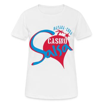 Salsa Havana Cuba - Chemise Salsa Danse - T-shirt respirant Femme - blanc - Devant - AI Model Female 172 dark (172cm)