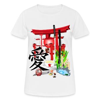 Japan - Frauen T-Shirt atmungsaktiv - Weiß - Vorne - AI Model Female 172 dark (172cm)