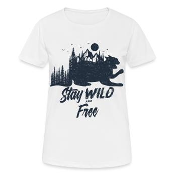 Stay Wild and Free Cat Katze - Frauen T-Shirt atmungsaktiv - Weiß - Vorne - AI Model Female 172 dark (172cm)