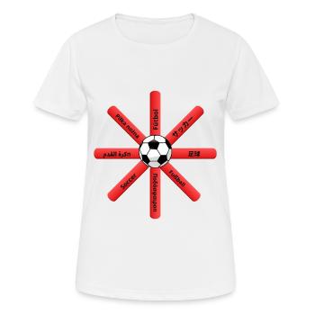 Fussball in acht Sprachen - Frauen T-Shirt atmungsaktiv - Weiß - Vorne - AI Model Female 172 dark (172cm)