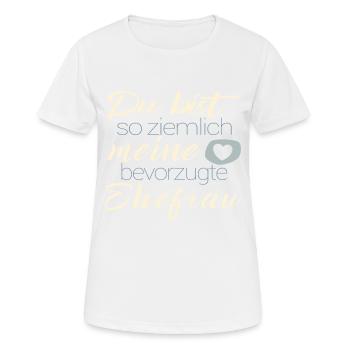 Bevorzugte Ehefrau Valentinsgeschenk Mann - Frauen T-Shirt atmungsaktiv - Weiß - Vorne - AI Model Female 172 dark (172cm)