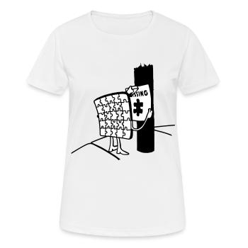 Puzzle Missing, Vermisst ein Stück seiner selbst - Frauen T-Shirt atmungsaktiv - Weiß - Vorne - AI Model Female 172 dark (172cm)