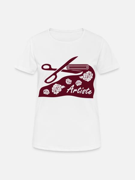 With fabric and scissors for art project - Women's Breathable T-Shirt - white