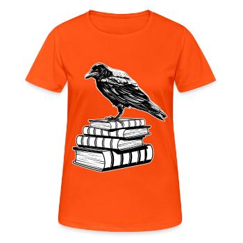 Dark Academia Aesthetic Rabe Krähe On Old Bücher - Frauen T-Shirt atmungsaktiv - Neonorange - Vorne - AI Model Female 172 dark (172cm)