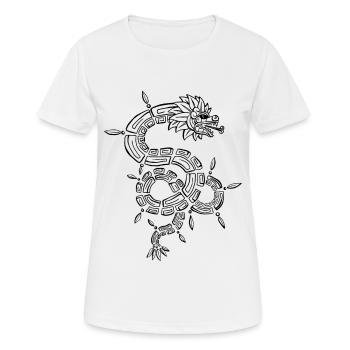 Quetzalcoatl Aztec Maya Serpent à plumes - T-shirt respirant Femme - blanc - Devant - AI Model Female 172 dark (172cm)