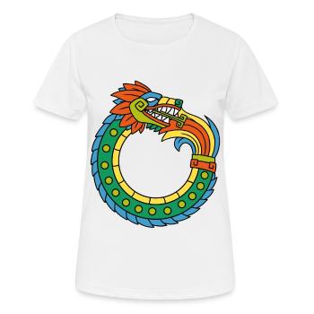 Quetzalcoatl Ouroboros Vieux Serpent Aztèque Ma - T-shirt respirant Femme - blanc - Devant - AI Model Female 172 dark (172cm)