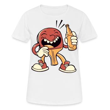 Table tennis bat with beer bottle beer plays - Women's Breathable T-Shirt - white - Front - AI Model Female 172 dark (172cm)