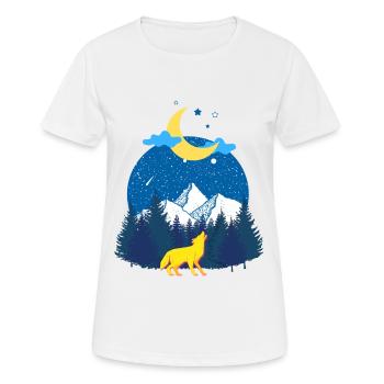 Winterträume! Der Wolf und der Mond - Frauen T-Shirt atmungsaktiv - Weiß - Vorne - AI Model Female 172 dark (172cm)