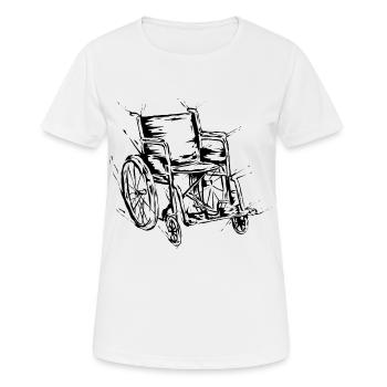 Rollstuhl - Frauen T-Shirt atmungsaktiv - Weiß - Vorne - AI Model Female 172 dark (172cm)