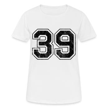Anzahl 39 - Frauen T-Shirt atmungsaktiv - Weiß - Vorne - AI Model Female 172 dark (172cm)