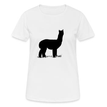 Schatten Alpaka - DIGI - Frauen T-Shirt atmungsaktiv - Weiß - Vorne - AI Model Female 172 dark (172cm)