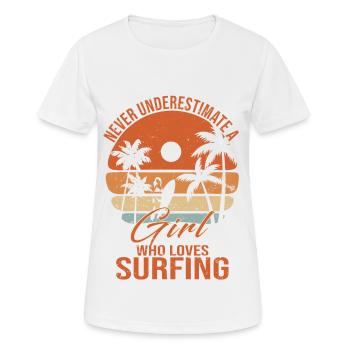 Surfeuse Retro palmier - T-shirt respirant Femme - blanc - Devant - AI Model Female 172 dark (172cm)
