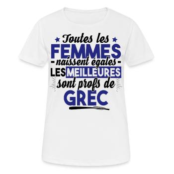 Prof Professeur Grec Métier Grèce Cadeau Noël - T-shirt respirant Femme - blanc - Devant - AI Model Female 172 dark (172cm)