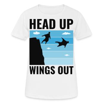 Wingsuit fliegen Base Jumping Fallschirmspringen Wingsuiting - Frauen T-Shirt atmungsaktiv - Weiß - Vorne - AI Model Female 172 dark (172cm)