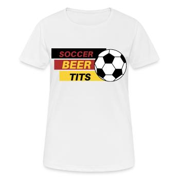 Soccer beer tits T-shirt - Frauen T-Shirt atmungsaktiv - Weiß - Vorne - AI Model Female 172 dark (172cm)