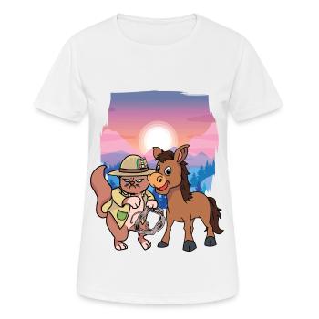 Sinistre, Chat, Far West, Chats, Cavalier, Cavalier - T-shirt respirant Femme - blanc - Devant - AI Model Female 172 dark (172cm)