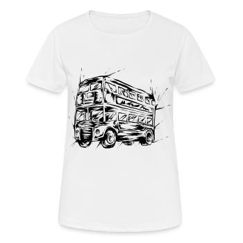 Bus London - Frauen T-Shirt atmungsaktiv - Weiß - Vorne - AI Model Female 172 dark (172cm)