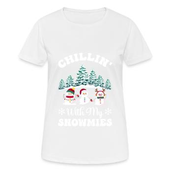 Chilling with my Snowmies, gift for friends - Women's Breathable T-Shirt - white - Front - AI Model Female 172 dark (172cm)