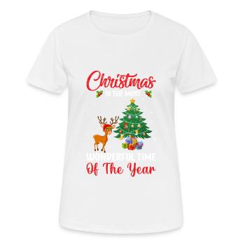 Design de Noël avec renne et arbre - T-shirt respirant Femme - blanc - Devant - AI Model Female 172 dark (172cm)