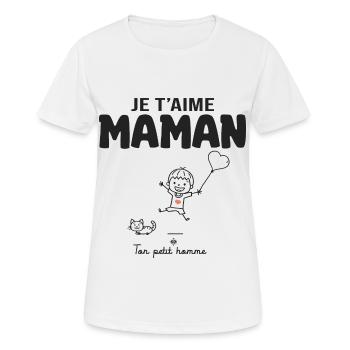 je t aime maman cadeau maman garçon fête des mères - T-shirt respirant Femme - blanc - Devant - AI Model Female 172 dark (172cm)
