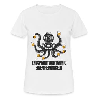 Achtarmig Reinorgeln Octopus Bier Party Sauf - Frauen T-Shirt atmungsaktiv - Weiß - Vorne - AI Model Female 172 dark (172cm)