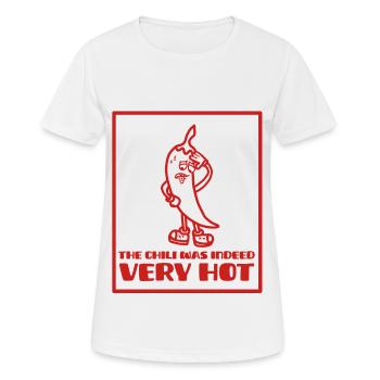 Piment rouge cartoon qui a très chaud - T-shirt respirant Femme - blanc - Devant - AI Model Female 172 dark (172cm)