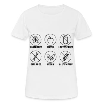 Zuckerfrei Glutenfrei Laktoseintolerant Vegan - Frauen T-Shirt atmungsaktiv - Weiß - Vorne - AI Model Female 172 dark (172cm)