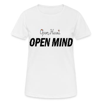 Open heart -Open mind - Frauen T-Shirt atmungsaktiv - Weiß - Vorne - AI Model Female 172 dark (172cm)