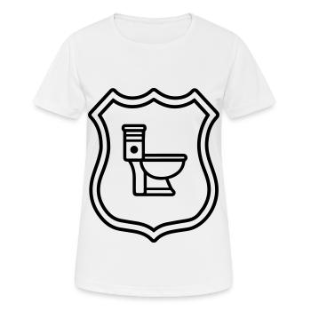 Wc Toilette Wappen - Frauen T-Shirt atmungsaktiv - Weiß - Vorne - AI Model Female 172 dark (172cm)